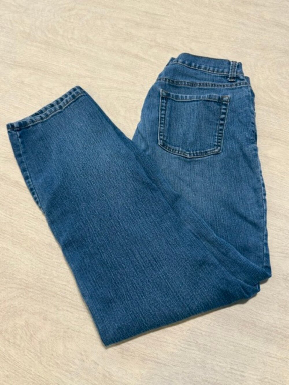 Style & Co straight leg blue stretch denim jeans.
